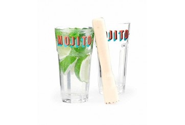 Set per mojito, due bicchieri e pestello in legno